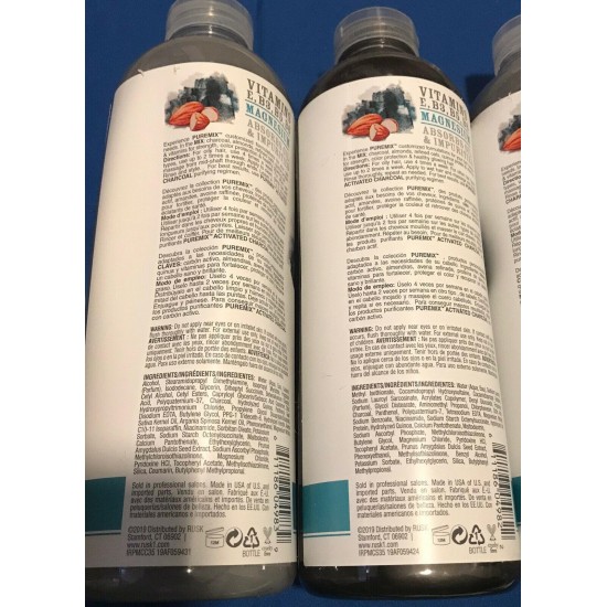 RUSK Puremix Activated Charcoal Purifying Salon Shampoo Conditioner Mask Lot 1L