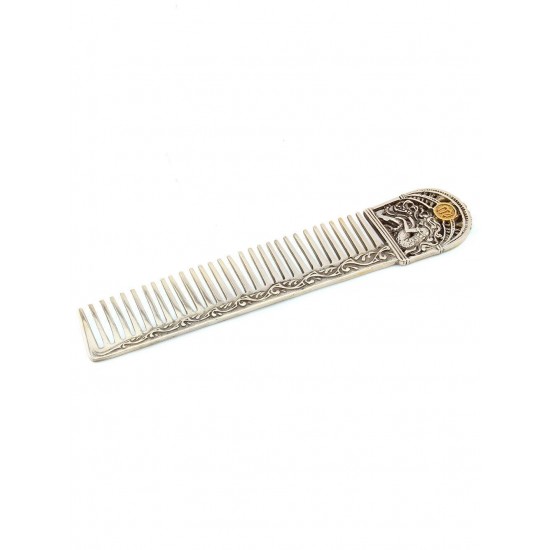 Silver Hair comb with Zodiac Horoscope Astrology Sign 