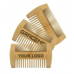 Customized LOGO Fine & Coarse Tooth Dual Sided Bamboo Combs Hair Beard Comb