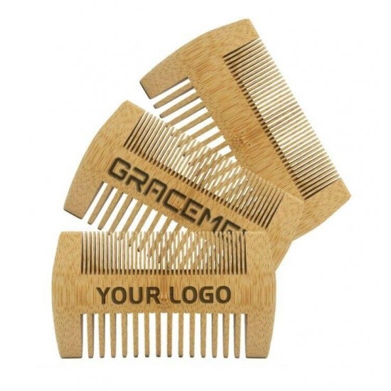 Customized LOGO Fine & Coarse Tooth Dual Sided Bamboo Combs Hair Beard Comb