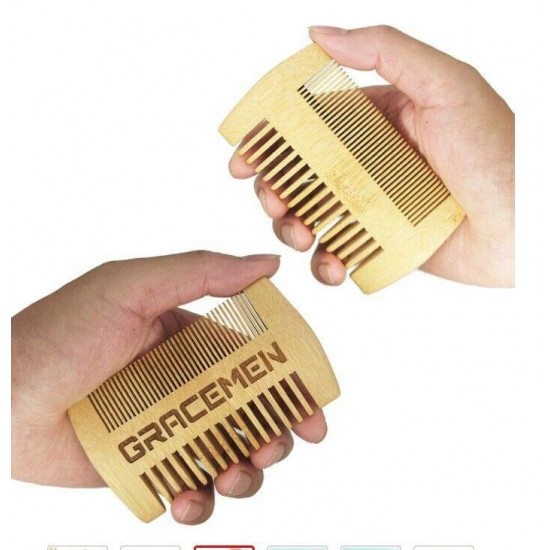 Customized LOGO Fine & Coarse Tooth Dual Sided Bamboo Combs Hair Beard Comb