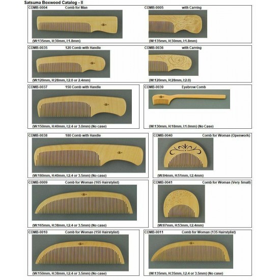 Japanese Satsuma Boxwood Comb for Perm Hair