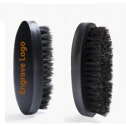 Customize Logo-Black Beech Wood boar bristle beard brush Mini Moustach Brush