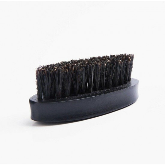 Customize Logo-Black Beech Wood boar bristle beard brush Mini Moustach Brush