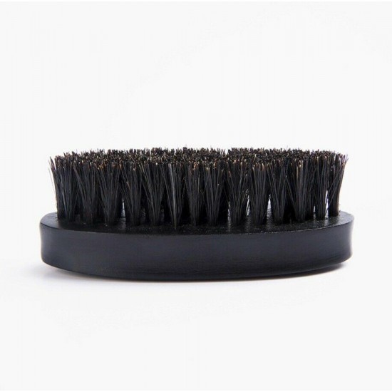 Customize Logo-Black Beech Wood boar bristle beard brush Mini Moustach Brush