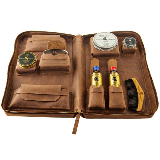 Luxury Leather Beard Care Kit - The Golden Spartan