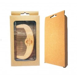 Customize Logo-Peach Wood Beard Wood Comb for Men&Women Barber Shop Retail Case