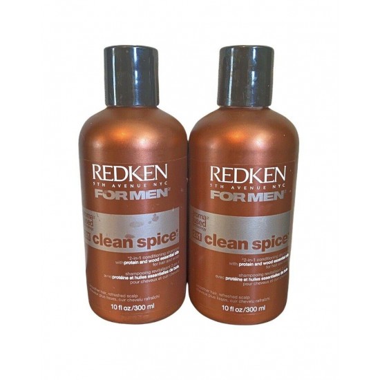 Redken for Men Clean Spice 2-In-1 Conditioning Shampoo 10 oz (2 New Bottles)