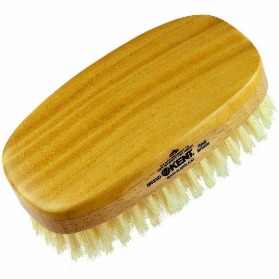 Kent MS23D Finest Men's Military Style Hair Brush. Satin / Beech Wood Base