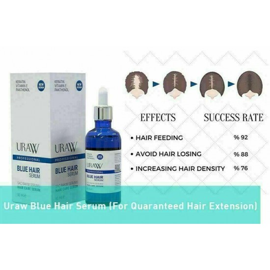 4 x URAW Blue Hair Serum + Dermaroller Set (4+1 Advantage Pack) (NEW DESIGN)