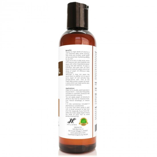 Velona USDA Certified Organic Argan Oil 2 oz - 7 lb | Moroccan Unrefined