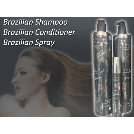 BRAZILIAN Shampoo, Conditioner, Protect Finishing Spray Coconut Prep Hydrating