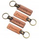 Customized LOGO Leather Keychain with Wood Pendant Luggage Decoration Key Ring