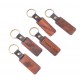 Customized LOGO Leather Keychain with Wood Pendant Luggage Decoration Key Ring