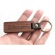 Customized LOGO Leather Keychain with Wood Pendant Luggage Decoration Key Ring