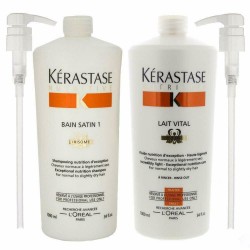 Kerastase Bain Satin 1 and Lait Vital Conditioner 34oz  Duo With Pumps