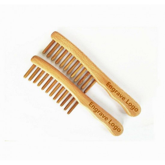 Customize Logo-Beech Wood Combs Wide Tooth Hair Comb Beard Care Comb Brush