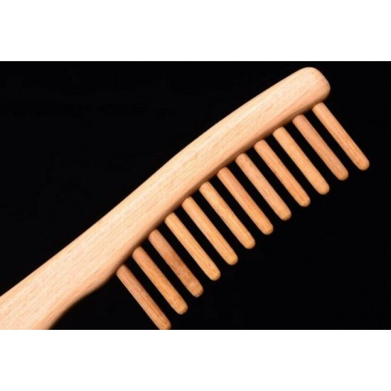 Customize Logo-Beech Wood Combs Wide Tooth Hair Comb Beard Care Comb Brush