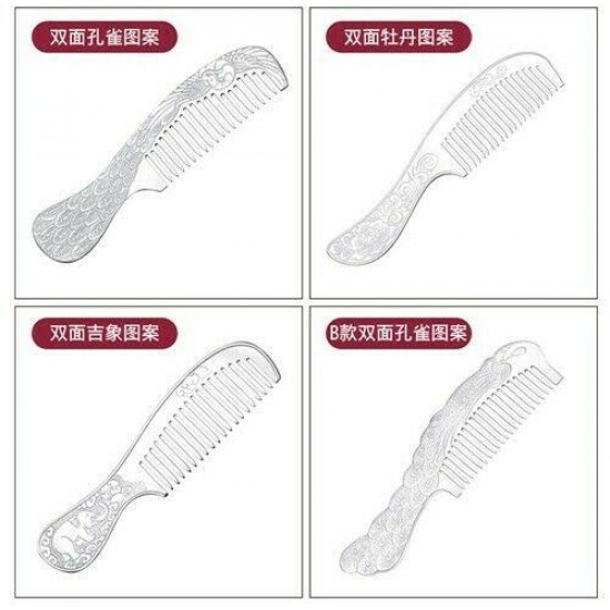 Chinese Retro S999 99.9% Silver Comb Hair Brush Handmade Engrave Artware