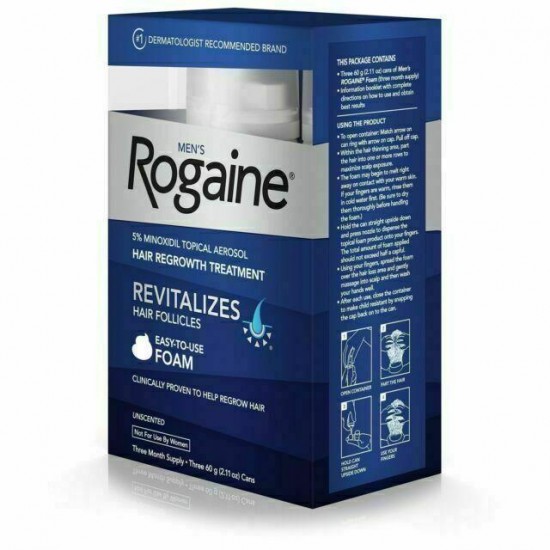 Rogaine Foam Hair Loss & Regrowth Treatment 5% Minoxidil - 1,2,3,6 Month Supply