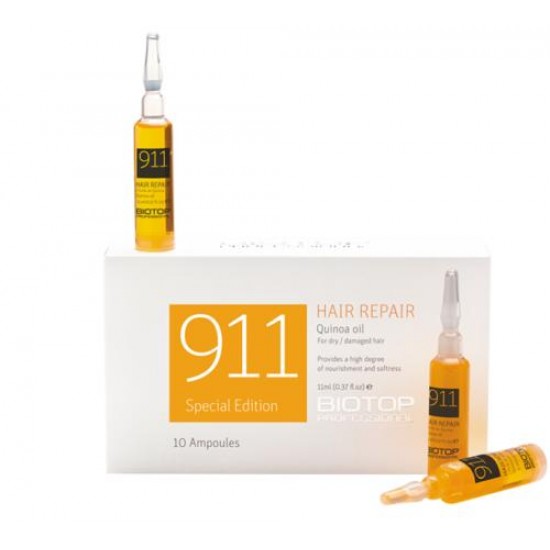 BIOTOP PROFESSIONAL 911 QUINOA HAIR REPAIR OIL-TO-FOAM AMPOULES 10 x 0.37 oz