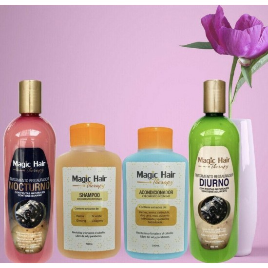 Magic Hair Therapy Growth Shampoo & Conditioner, Day and Night Treatment & Detox