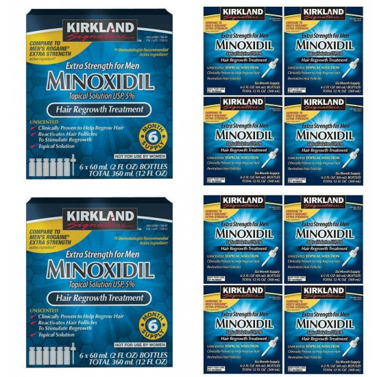 60 MONTH KIRKLAND 5% MINOXIDIL MEN HAIR REGROW TREATMENT SOLUTION, EXP: 03/2023