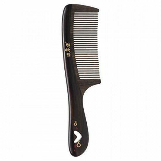 Natural Handmade Wooden Comb, Fine Tooth Long Style Locked with Love