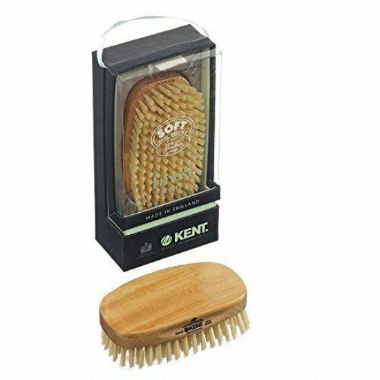 Finest Men's Military Style Hair Brush. Satin / Beech Wood Base. Soft, MS23D