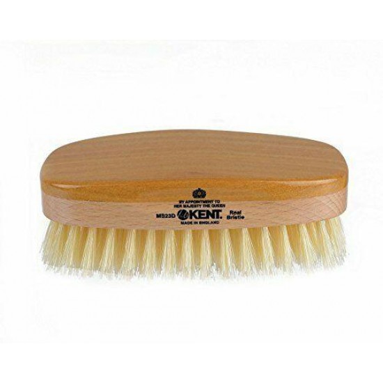 Finest Men's Military Style Hair Brush. Satin / Beech Wood Base. Soft, MS23D