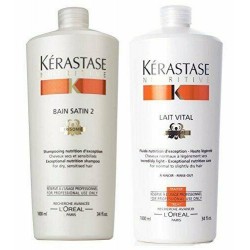 Kerastase Nutritive Bain Satin 2 & Lait Vital Duo Liter 34 oz PUMPS