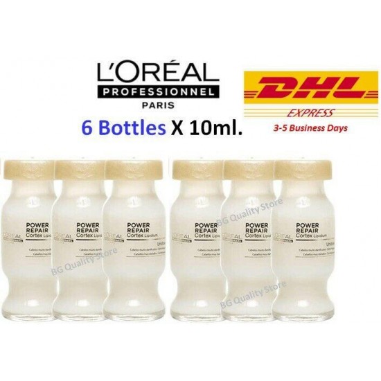 6X 12X LOREAL Power Repair Cortex Lipidium Damaged Hair Treatment Serum 10ml.