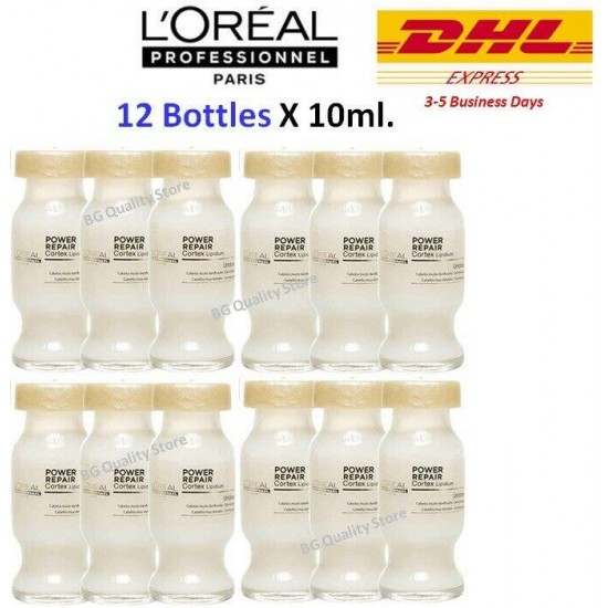 6X 12X LOREAL Power Repair Cortex Lipidium Damaged Hair Treatment Serum 10ml.