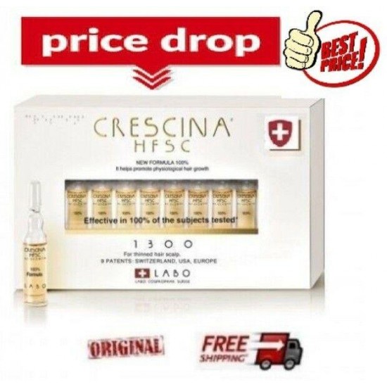 NEW 100% CRESCINA LABO HFSC 1300 MEN- ADVANCED SEVERE Hair Loss 20 Vials !