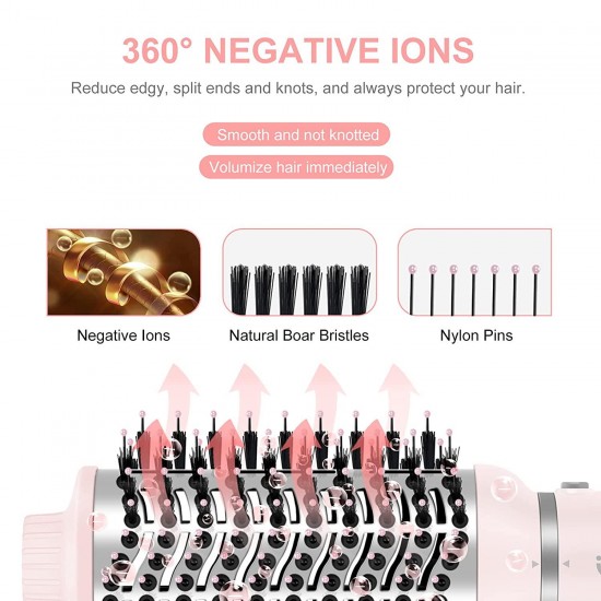 Hair Dryer Brush Set, IG INGLAM 4 in 1 Blowout Brush, Negative Ion Detachable Ha