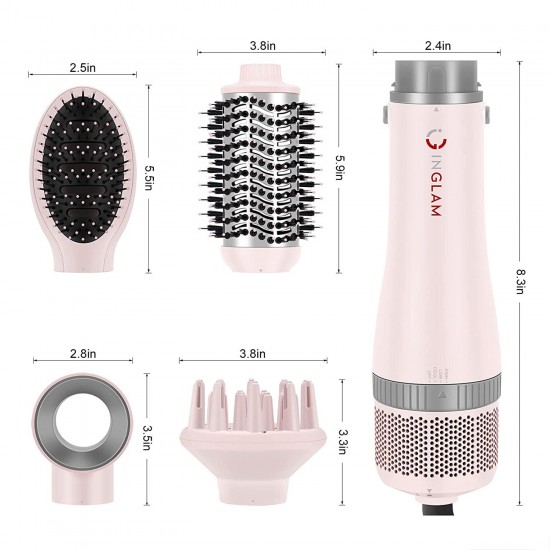 Hair Dryer Brush Set, IG INGLAM 4 in 1 Blowout Brush, Negative Ion Detachable Ha