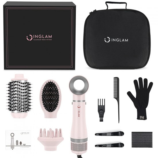 Hair Dryer Brush Set, IG INGLAM 4 in 1 Blowout Brush, Negative Ion Detachable Ha