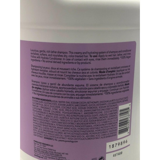 Pureology Hydrate Shampoo 128 oz / 1 Gallon (New package 2020)