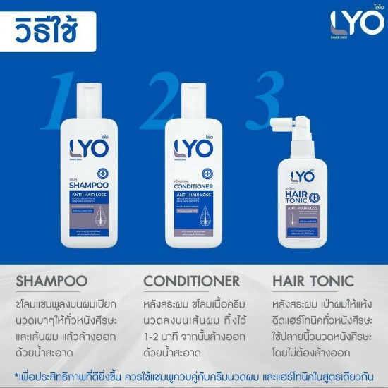 Lyo Shampoo x 3 + Conditioner x 3 Hair Loss Treatment Hair Strengthen & Regrowth