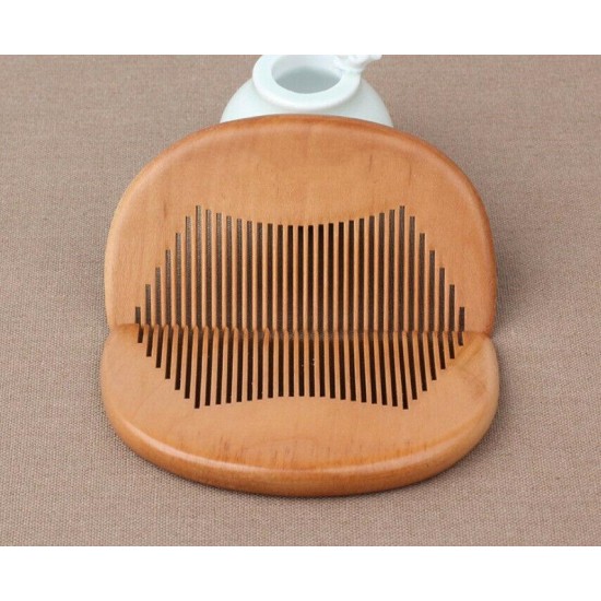 Custom LOGO-Peach Wood Fine Tooth Moon Combs Wooden Comb For Women Men