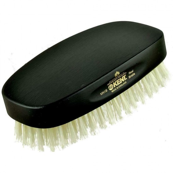 Kent Mens Finest Ebony Wood Pure White Bristle Rectangular Brush MN1B