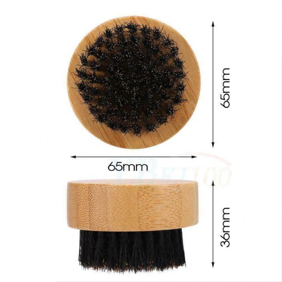 Customize Logo-Bamboo Wood boar bristle beard brush Mini Round Moustach Brush