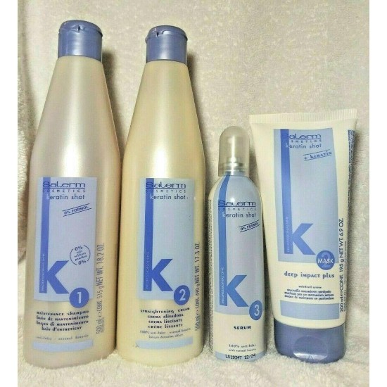 Salerm Keratin Shot Shampoo +Straightening Cream +Deep Impact Plus Mask +Serum