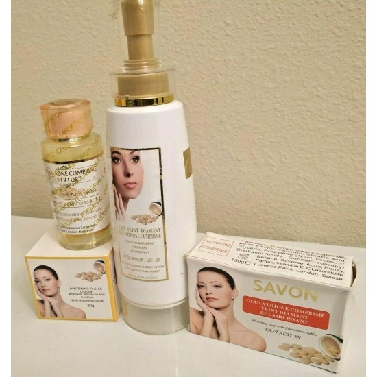 Glutathione Comprime Set: Lotion, Face Cream, Serum, Soap