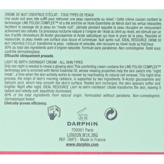 100% Original Darphin Ideal Resource Overnight Cream 1.7oz Natural Radiance