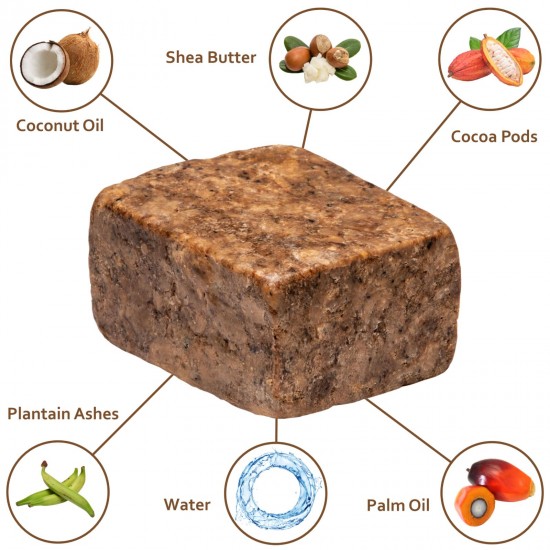 Raw African Black Soap Organic 100% Pure Bar From Ghana Bulk Face Acne Body Wash