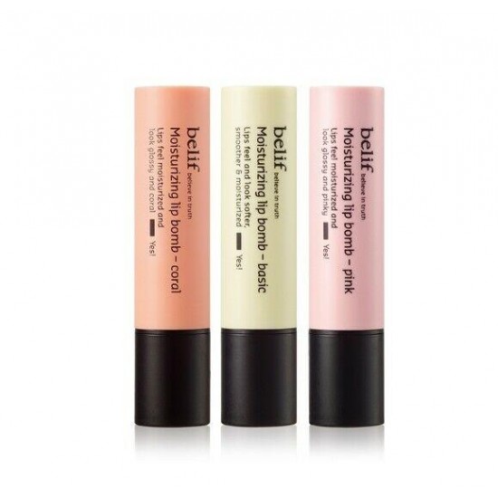 belif Moisturizing Lib Bomb Pink Coral Basic 3 Set Moisture Lip Treatment Beauty