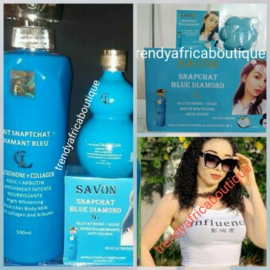 Lait snaptchat Diament Blue set : Lotion 500ml,  Serum, + soap glutathion