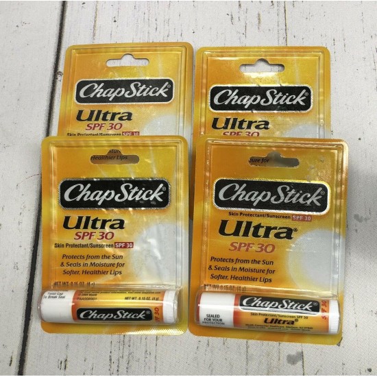 (4) Chap Stick Ultra SPF 30 Chapstick Lip Balm Tube with Aloe Sealed