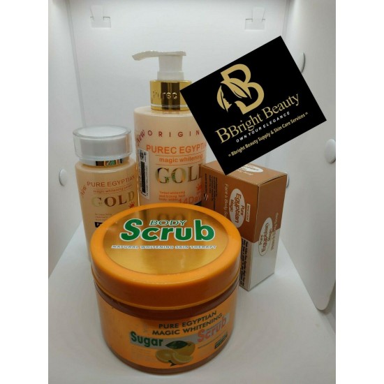 Pure Egyptian Magic Whitening Gold Full Set(lotion,body scrub,serum,soap)